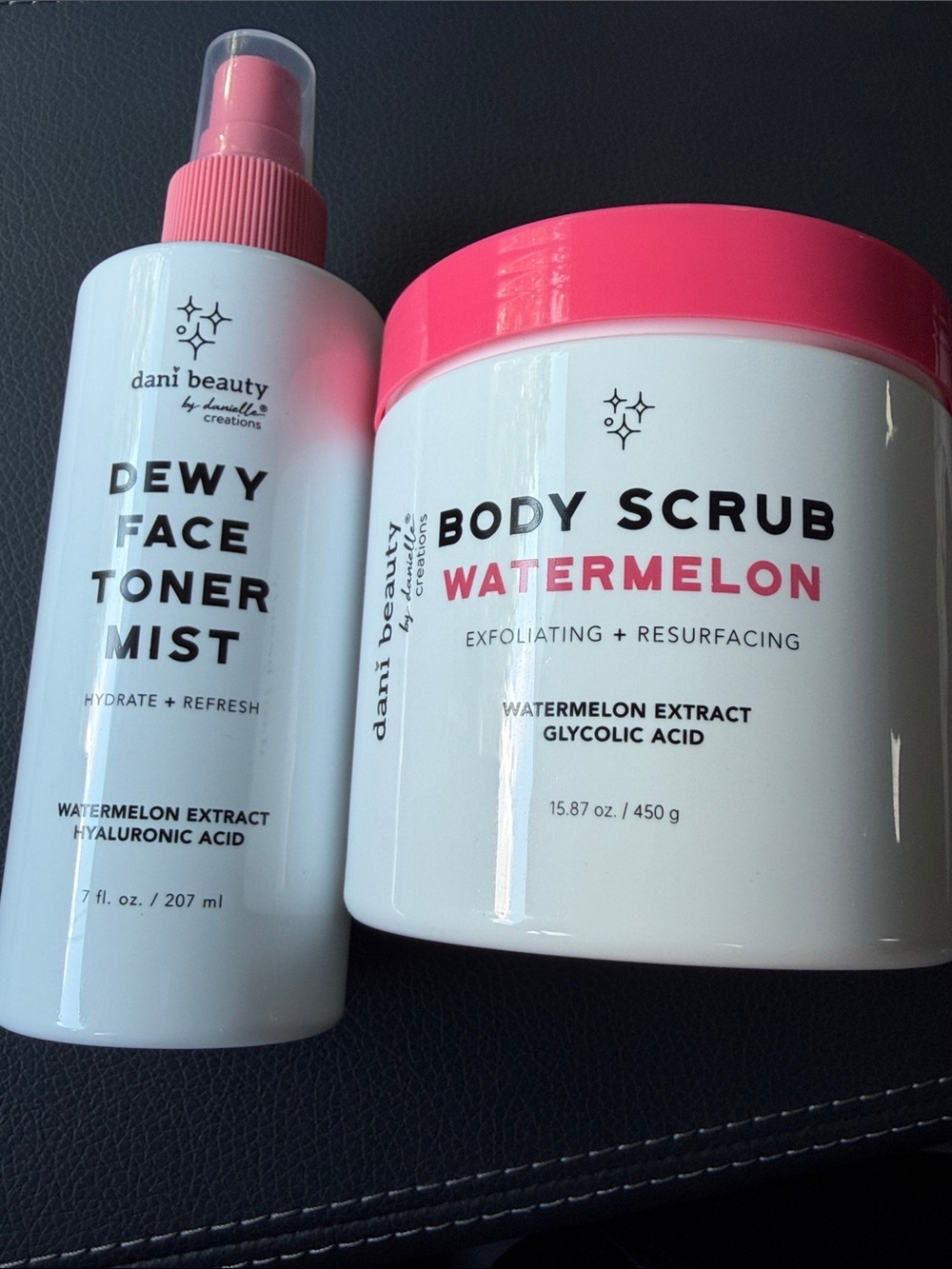 Watermelon Dewy Face Toner Mist & Body Scrub - Pink